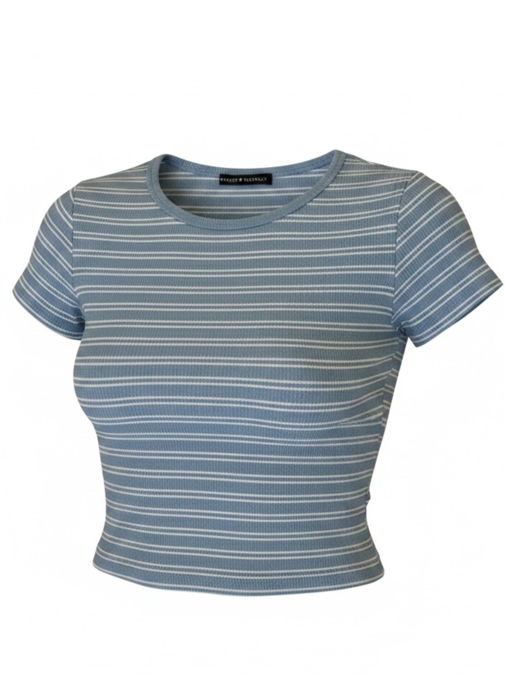 Brandy Melville Blue Stripe Ribbed Baby Tee Soft Girl Y2K